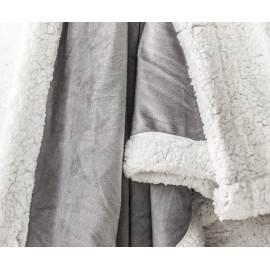 FURLY - Plaid sherpa polaire gris doublé fourrure 125x150 cm