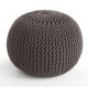 COCON - Pouf rond tressé gris anthracite 45x30 cm