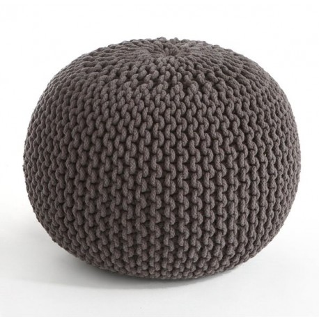 COCON - Pouf rond tressé gris anthracite 45x30 cm