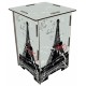 PARIS - Tabouret en medium design Tour Eiffel motifs gris/noir 