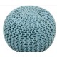 COCON - Pouf rond tressé bleu azur 45x30 cm