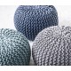 COCON - Pouf rond tressé bleu azur 45x30 cm