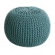 COCON - Pouf rond tressé bleu azur 45x30 cm