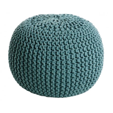 COCON - Pouf rond tressé bleu azur 45x30 cm