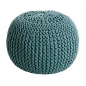 COCON - Pouf Rond Tressé Bleu Azur 45x30 cm