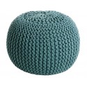 COCON - Pouf Rond Tressé Bleu Azur 45x30 cm