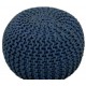 COCON - Pouf rond tressé bleu marine 45x30 cm