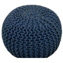 COCON - Pouf Rond Tressé Bleu Marine 45x30 cm