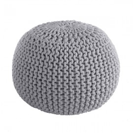 COCON - Pouf rond tressé bleu marine 45x30 cm