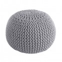 COCON - Pouf Rond Tressé Gris clair 45x30 cm