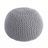 COCON - Pouf rond tressé bleu marine 45x30 cm