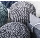 COCON - Pouf rond tressé bleu marine 45x30 cm