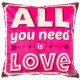 NEEDLOVE coussin 45x45cm imprimé rose velours