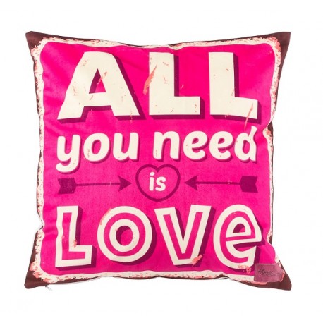 NEEDLOVE coussin 45x45cm imprimé rose velours