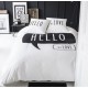 LOVE housse de couette 220x240 cm - parure lit 2 personnes - blanc/noir