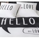 LOVE housse de couette 220x240 cm - parure lit 2 personnes - blanc/noir