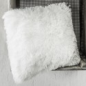 OSLO - coussin 30x40 cm blanc uni fausse fourrure poils longs