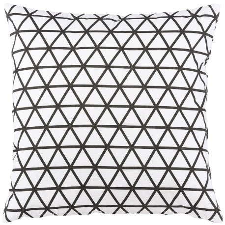 GEOMETRIK - coussin 45x45 cm blanc coton motif graphique losanges