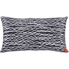 SCARLETTE - coussin 30x50 cm noir blanc satin imprimé lignes graphiques