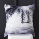 PALMY - coussin 40x40 cm palmier noir blanc velours imprimé motif tropical
