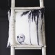 PALM BEACH - coussin 40x40 cm palmier blanc velours imprimé noir motif tropical