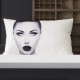 WOMAN - coussin 30x50 cm velours blanc visage de jeune fille imprimé noir
