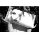 WOMAN - coussin 30x50 cm velours blanc visage de jeune fille imprimé noir