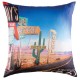 ROUTE 66 - housse de coussin 50x50 cm imprimé désert américain cactus