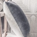 SHERPA - Coussin 40x40 cm Velours gris et fausse Fourrure