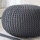 COCON XXL - Pouf Rond Tressé Gris Anthracite 65x45 cm