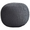 COCON XXL - Pouf Rond Tressé Gris Anthracite 65x45 cm