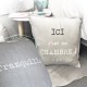 TRANQUILLE - Coussin 40 x 40 cm Gris Coton Message Imprimé Blanc