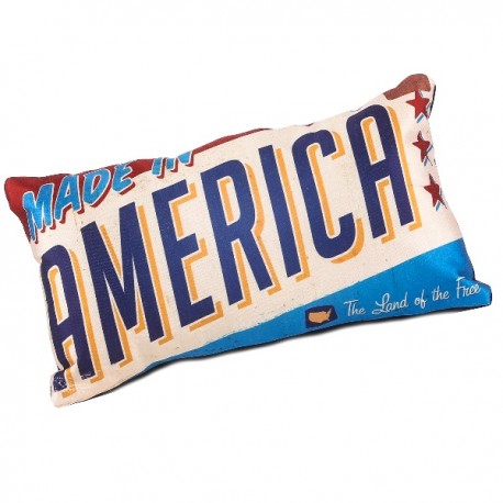 AMERICA - Coussin 20 x 35 cm Satin Imprimé USA