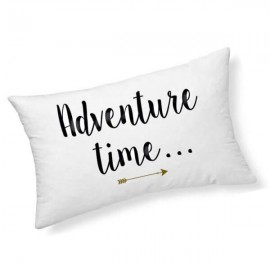 AVENTURE - Coussin 30 x 50 cm Blanc - Imprimé Or Noir