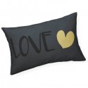 LOVE - Coussin 30 x 50 cm Noir - Imprimé Or Coeur Noir