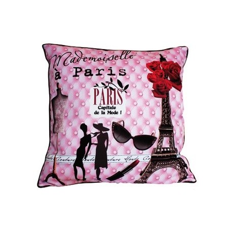 Coussin Mademoiselle à Paris, déco chic