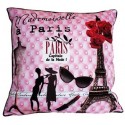 Coussin 40 x 40 Mademoiselle Paris Déco Chic Tour Eiffel