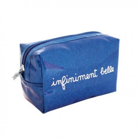 INFINIMENT BELLE - Trousse de Toilette Fille - Bleu Glitter
