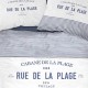 PLAGE - Housse de Couette 220 x 240 cm - Blanc Imprimé Bleu