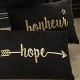 HOPE - Coussin 30 x 50 cm Noir - Imprimé Or