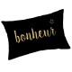 BONHEUR - Coussin 30 x 50 cm Noir - Imprimé Or