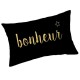 BONHEUR - Coussin 30 x 50 cm Noir - Imprimé Or