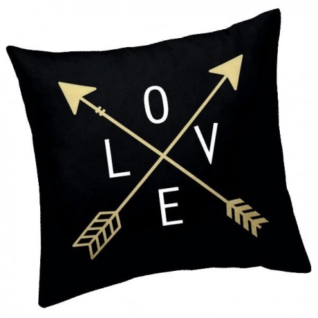 LOVE - Coussin 40 x 40 cm Noir - Imprimé Or