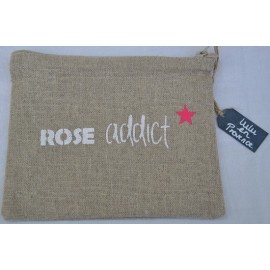 Pochette ROSE ADDICT - Fabrication française en lin naturel