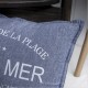 MER - Coussin Imprimé 40 x 40 cm - Coton Chambray Bleu Jeans