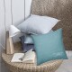 HARBOR - Coussin Uni 40 x 40 cm - Coton Chambray Bleu