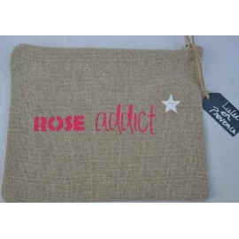 Pochette ROSE ADDICT fuschia - Fabrication française en lin