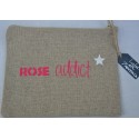 Pochette ROSE ADDICT fuschia - Fabrication française en lin