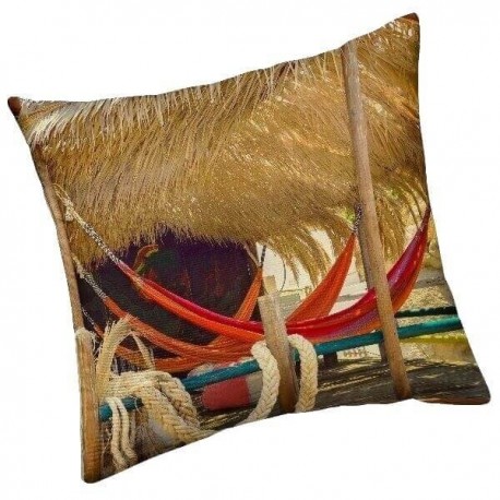 BAHIA - Coussin 40 x 40 - Imprimé Hamac Plage Tropicale