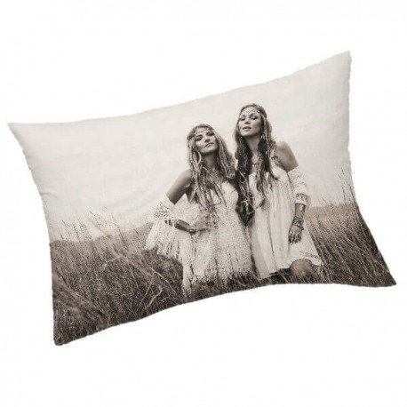 ZELIA - Coussin 30 x 50 cm - Imprimé Jeunes Filles Hippies